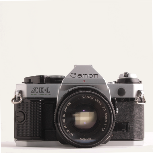 Canon AE-1 Program 35mm SLR Film Camera with FD 50mm f/1.8 Lens – Excellent+