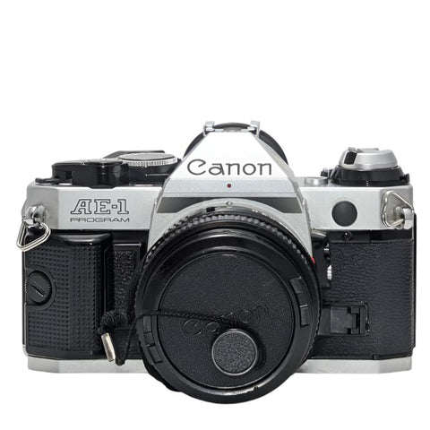 Canon AE-1 Program 35mm Film Camera w New FD 50/1.8 Lens, AE-1P