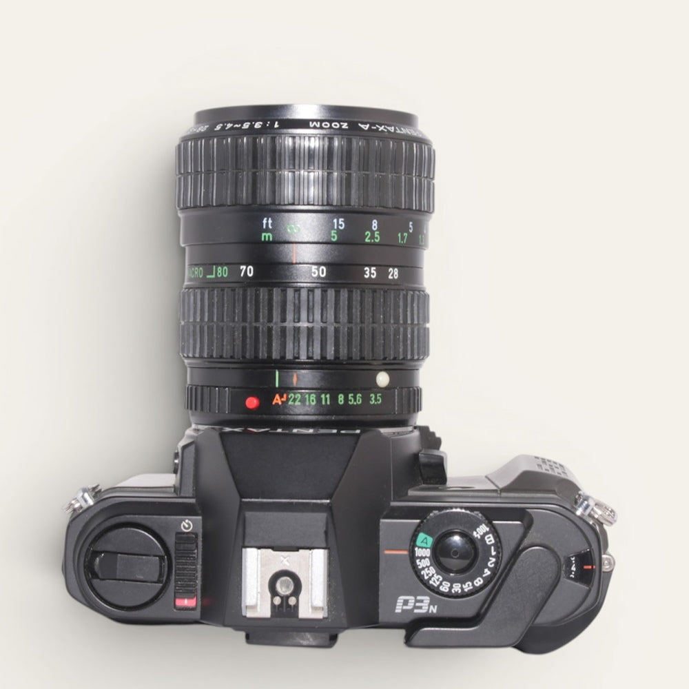 Pentax P3n 35mm SLR Film Camera with Pentax-A 28–70mm f/3.5–4.5 Macro Lens