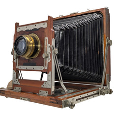 Japanese Wooden Full plate (61/2 x 81/2) view camera w/ Goerz 7 inch Double-anastigmat Type B series 1b brass barrel lens - For Restoration Media 1 of 11