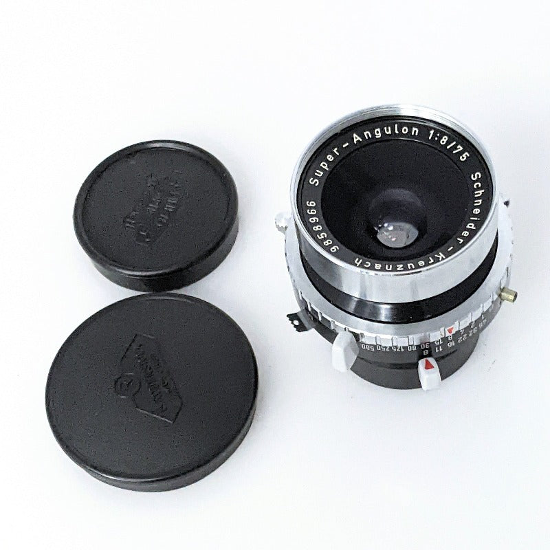 Schneider-Kreuznach Super Angulon 75mm f8 lens on Synchro-Compur