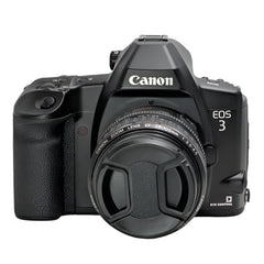 Canon EOS 3 Film camera with Canon EF 28-105 3/5-4/5 zoom lens and flash.