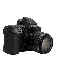 Canon EOS 3 Film camera with Canon EF 28-105 3/5-4/5 zoom lens and flash.